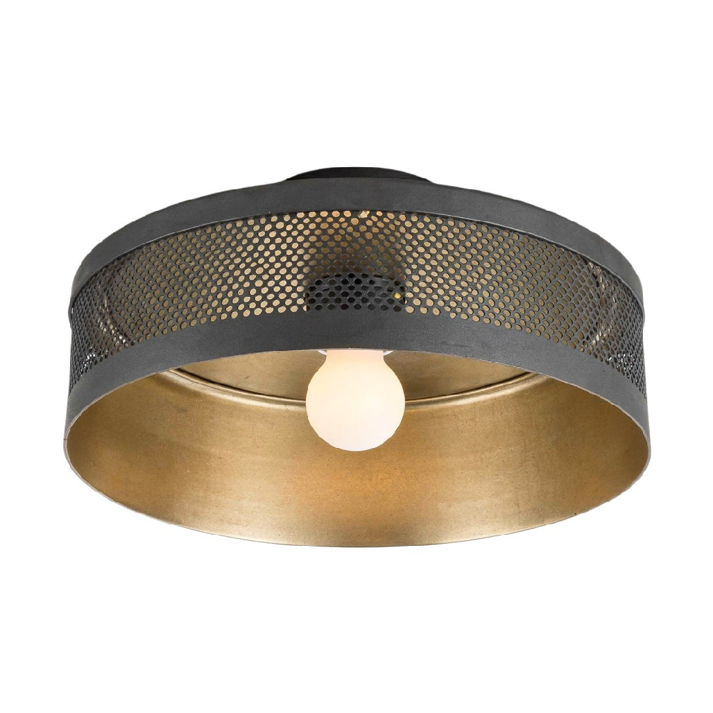 “Moderne Plafondlamp met Metaalmesh en Gouden Afwerking”
