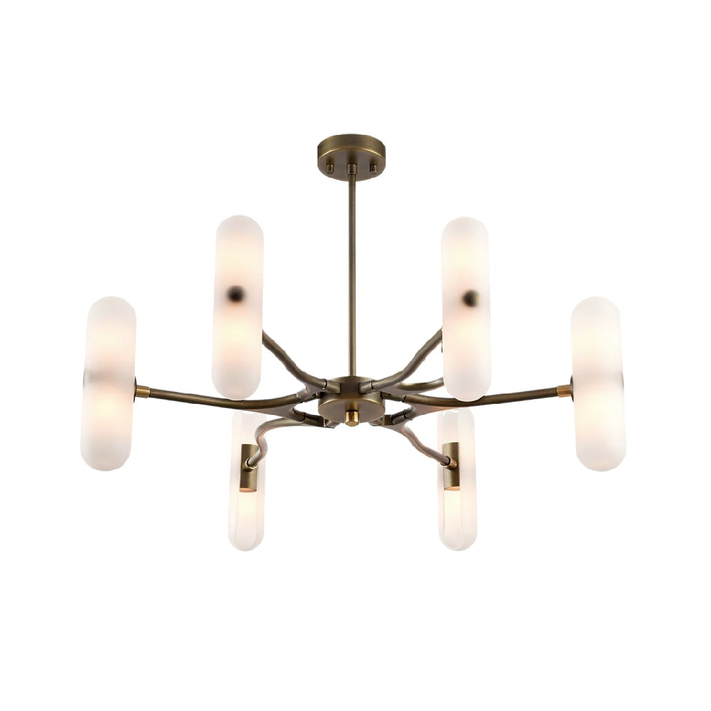 Hanglamp met LED-licht en halfronde glazen kappen