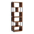 Moderne houten boekenplank met metalen frame en vier open vakken