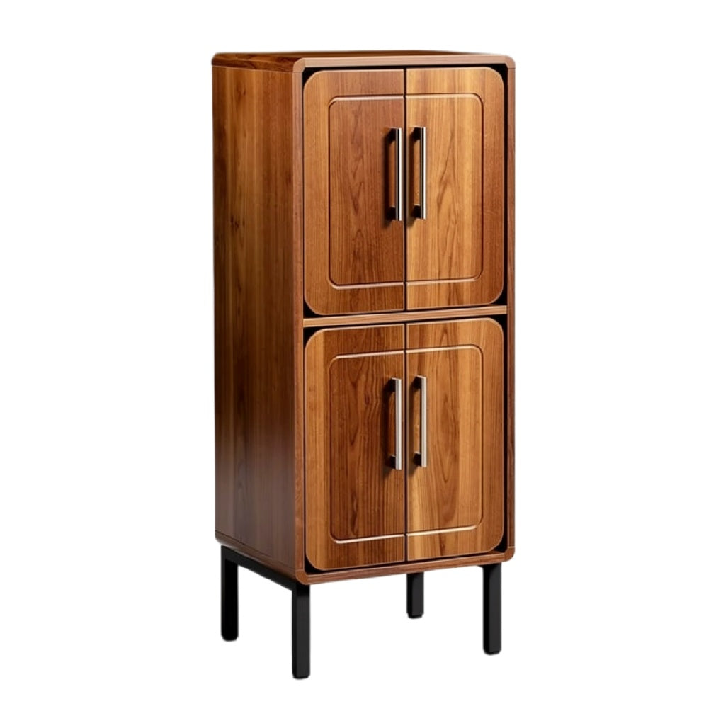 Technische Titel: "Moderne Houten Kast met Zwarte Handgrepen en Rechte Poten"
