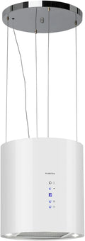 Klarstein Berett eilandafzuigkap - afzuigkap, eilandafzuigkap, Ø 35cm, 190 W motorvermogen, max. 560 m³ / u luchtcirculatie, 3 vermogensniveaus, LED-kookplaatverlichting, RVS, koper(wit)