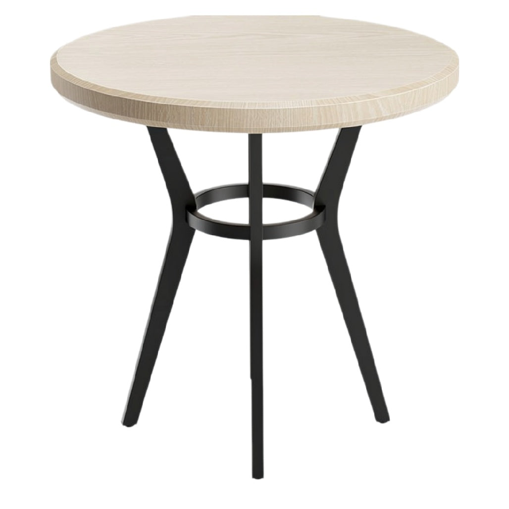Ronde Houten Eettafel met Zwarte Metaalvoet