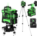 Kruislijnlaser Groen Kit, 12 Lijnlaser Waterpas 30 m Waterpas 360° Kruislijnlaser Zelfnivellerend + 1,5 m Statief + 4800 mAh Batterij
