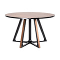 Ronde Eettafel met Houten Blad en Stijlvolle Metalen Basis