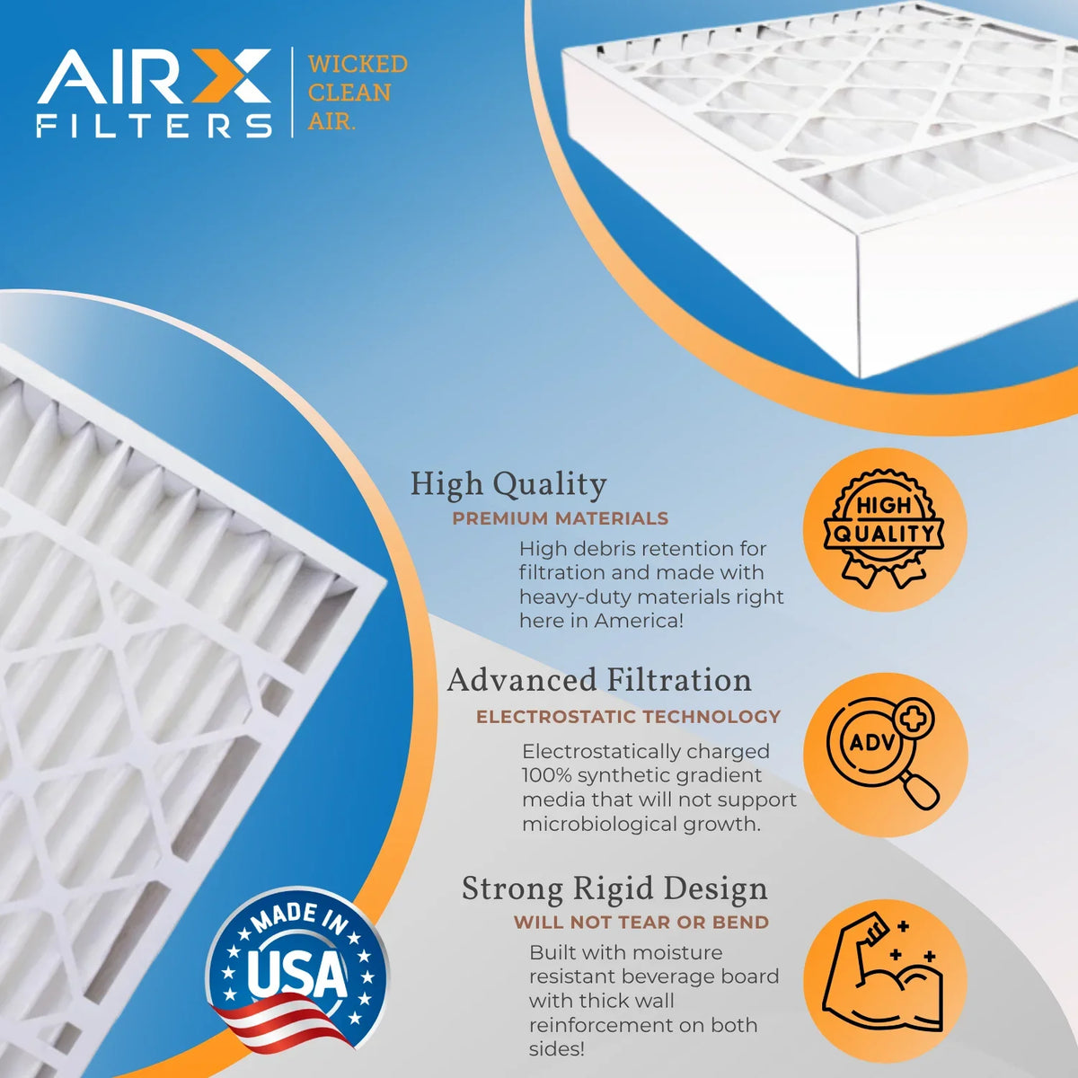 20x20x5 Air Filter MERV 11 Comparable to MPR 1000, MPR 1200 & FPR 7 Compatible with Air Bear 259112-103 Premium USA Made 20x20x5 Furnace Filter 1 Single Filter by AIRX FILTERS WICKED CLEAN AIR.