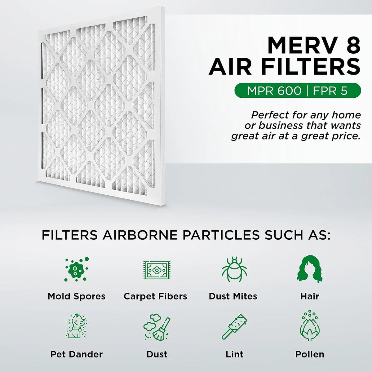 14X18x1 MERV 8 Pleated HV Furne Air Filters. Case Of 12. Ext Size: 13-3/4 X 17-3/4 X 3/4