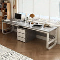 Groot dubbel computerbureau/studietafel met 3 lades, modern dubbel bureau, houten dubbele werkplek A,240CM(C/240CM)