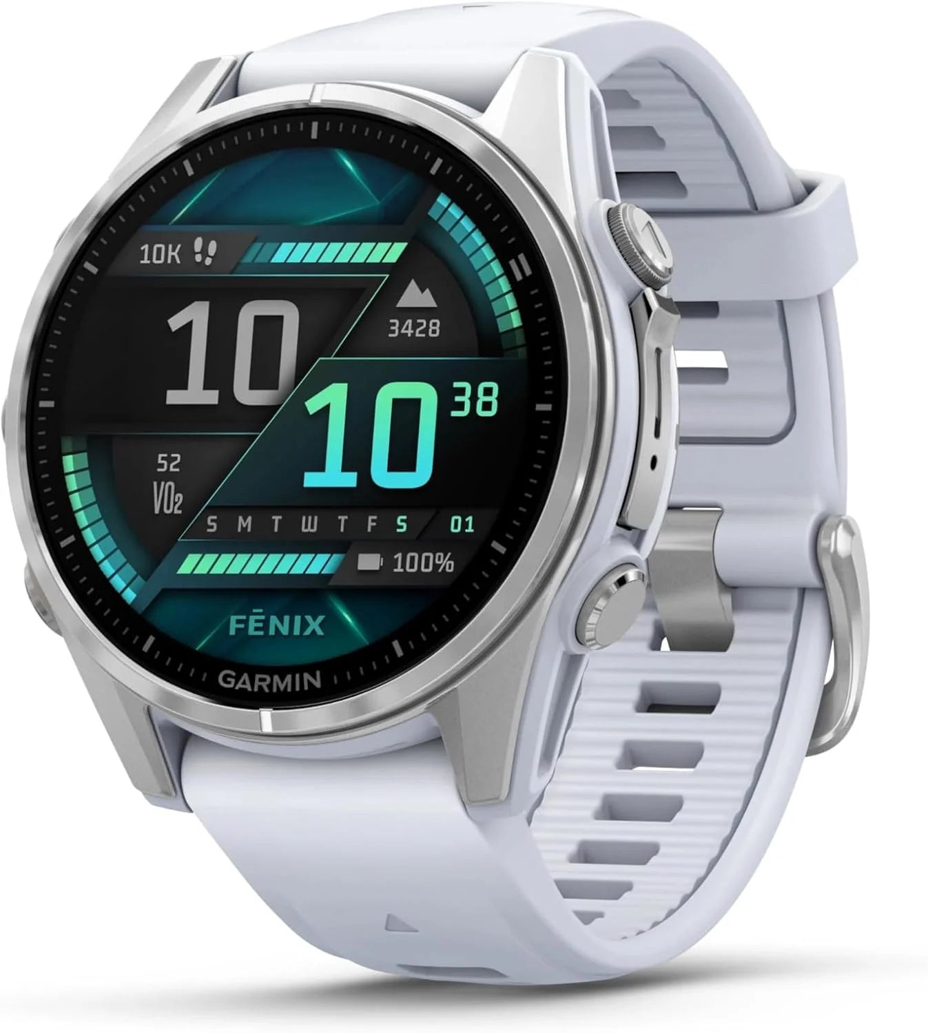 Garmin fēnix 8-43mm - AMOLED Multisport Smartwatch - 100+ sport-apps - LED Zaklamp - Microfoon en speaker - 10ATM Waterdicht - tot 10 dagen batterij - Zilverkleurig/wit