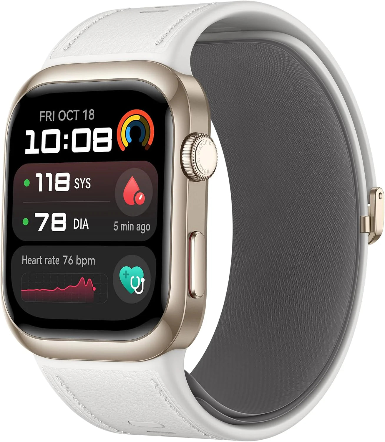 HUAWEI WATCH D2, Smartwatch 1,82" AMOLED-scherm, Ambulante bloeddrukmeting, ECG, 24-uurs automatische monitoring, SpO2, Licht en slank ontwerp, Bluetooth-bellen, Compatibel met iOS en Android, Blauw(White Leather)
