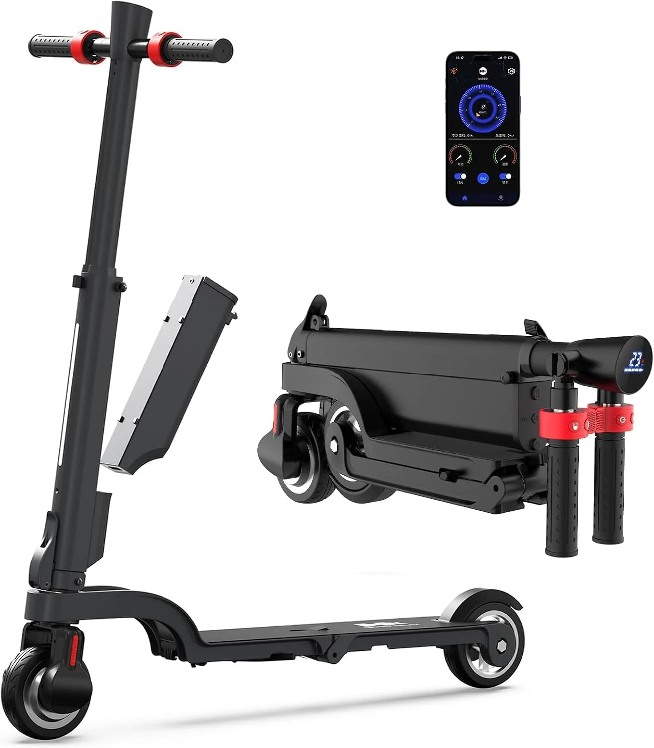Elektrische Step voor Volwassenen met Afneembare Batterij,Elektrische scooter Adult,350W motor,25km lange afstand, maximale snelheid 25 km/u,3 snelheden,app-bediening,dubbele rem,5,5" stevige band
