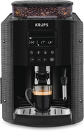 Krups Essential EA8105 Volautomatische espressomachine, Cappuccino Machine, van koffieboon tot mok, Thermoblock Systeem, Compact, LED Verlichting, koffiegrinder, Stoompijpje, Gebruiksvriendelijk(Coffee machine with display/Zwart)