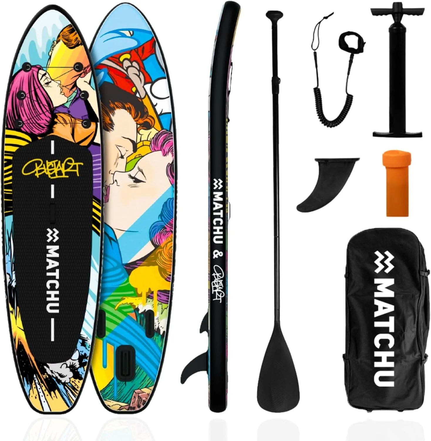 MATCHU - Opblaasbaar Sup Board - Paddle Board - Limited Edition - Voorzien van Certificaat - Complete Set - 320x81x15 CM - 150 KG belastbaar - Art Collection(BustArt Collection)