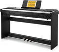 Donner Huis Digitale piano, 88 gewogen toetsen, hameractie, full-size elektrisch toetsenbord voor beginners met 3 pedalen en pianostandaard, echte piano touch, DEP-20S(Piano Avec Support)