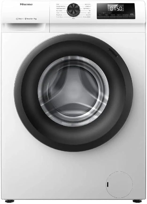 Hisense WF1Q9041BW Wasmachine met stoomfunctie, 9 kg, 1400 omw/min, 15 programma's, anti-allergisch programma, babywas, AutoWash, QuickWash 15 min, dons, Eco 40-60 °C, Power 49', EEK: A/wit
