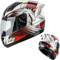 Full Face Motorhelm,DOT Goedgekeurd Lichtgewicht Anti-Fog Vizier Motorhelmen met Reflecterende Sticker voor Mofa Crash Bromfiets Chopper Cruiser Racing Cap
