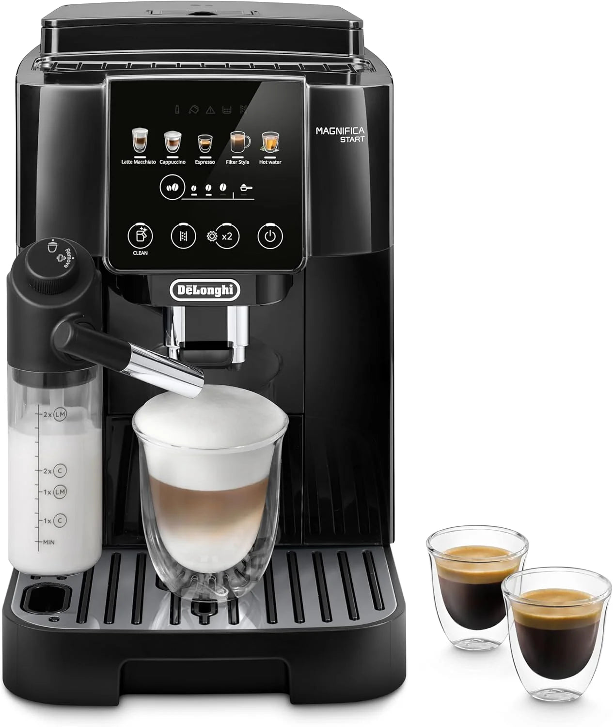 De'Longhi Magnifica S, Automatische Koffiezetapparaat van Bonen tot Kopje Koffie, Espresso en Cappuccino Apparaat, ECAM22.110.B, Zwart(Gekleurd aanraakscherm / 5 Dranken/Zwart/Grijs)