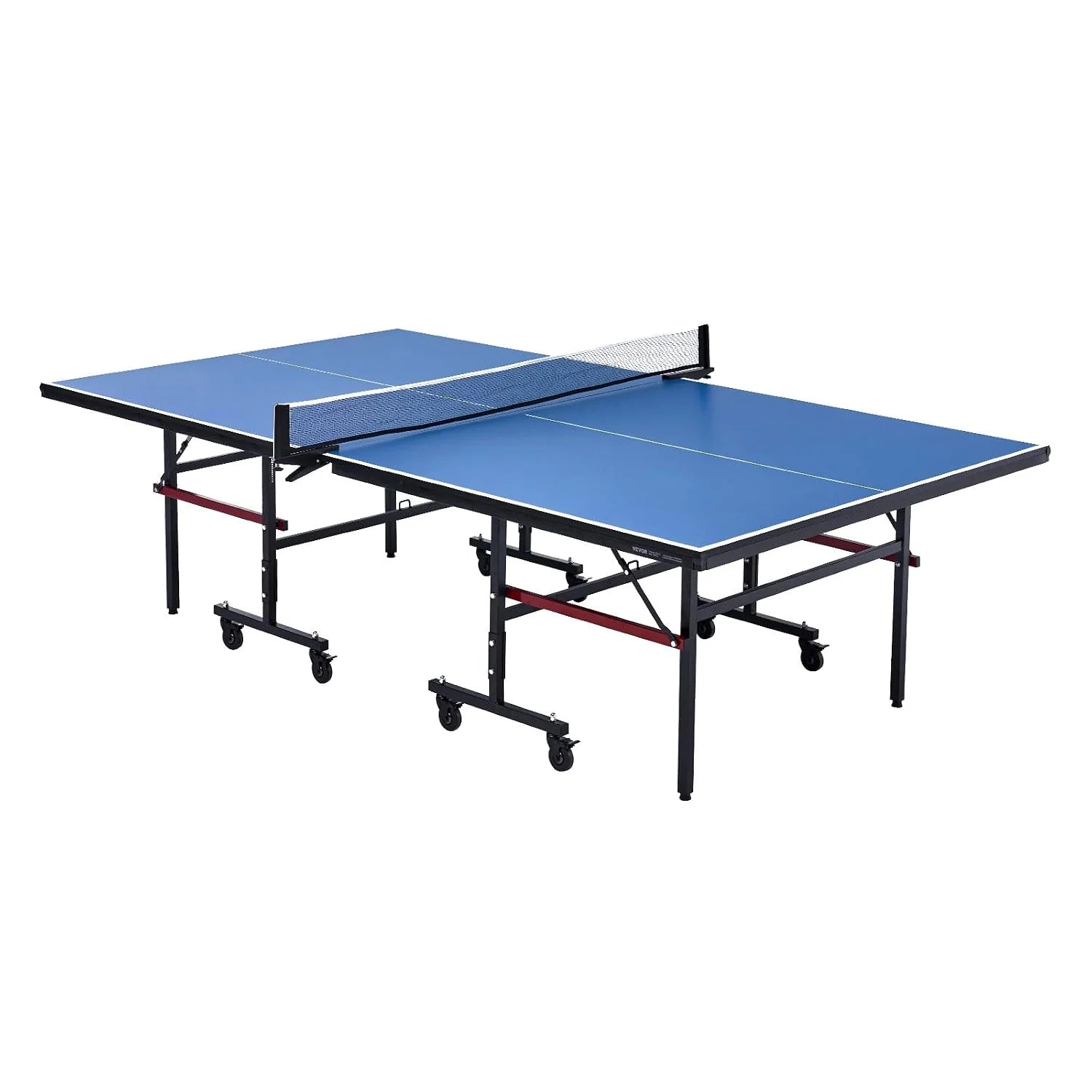 VEVOR Tafeltennistafel voor professioneel tafeltennisspel, draagbare opvouwbare tafeltennistafel van MDF, met snelspannet en vergrendelbare wielen, 18 mm platen