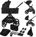LIONELO Layla 2-in-1 Kinderwagen met Reiswieg  Buggy (0-4 jaar, tot 22 kg), Compact Opvouwbaar Aluminium Frame, Grote Wielen met Vering, Omkeerbare XXL Zitting, 3D Ventilatie, Accessoireset, Beige(zwart)