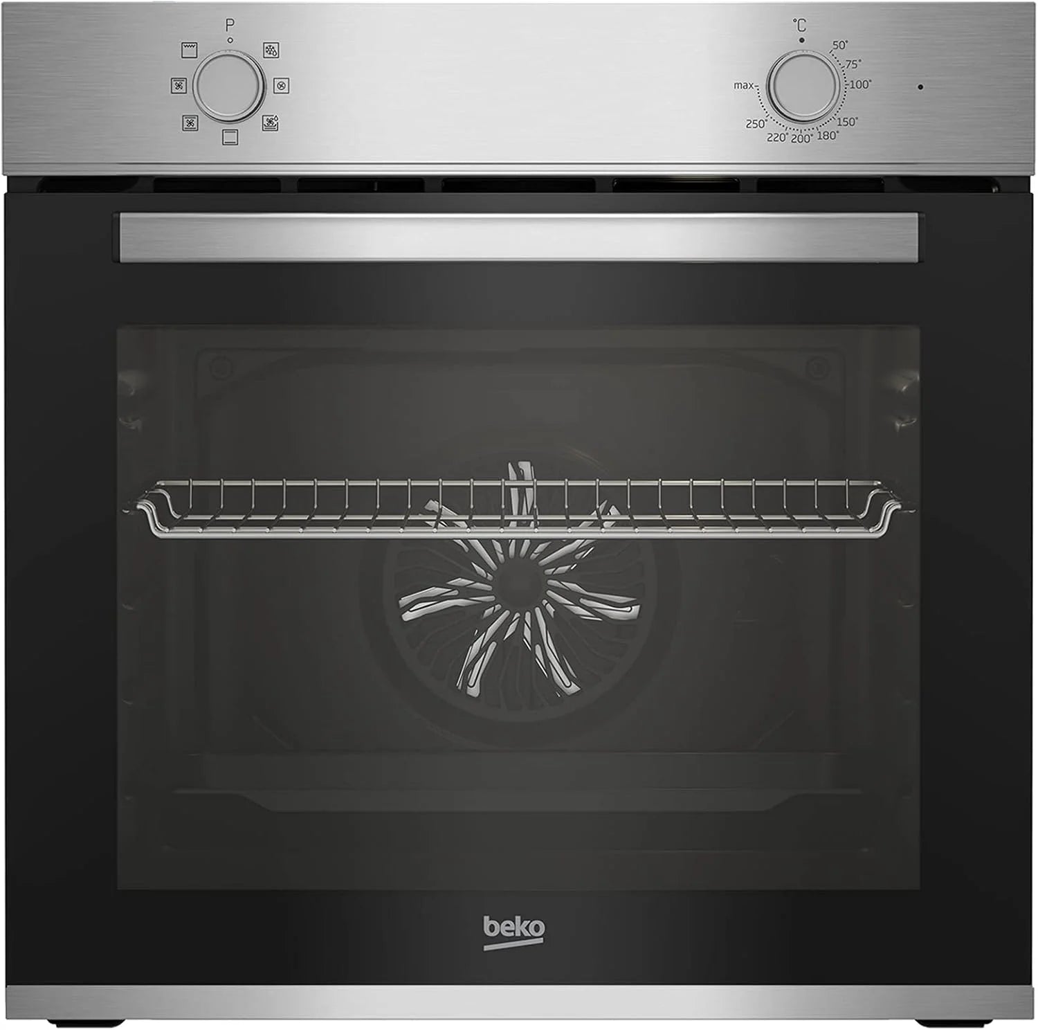 Beko BBIE12000X b100 Inbouwoven, 66 liter volume van de ovenruimte, multifunctionele oven met 5 verwarmingsmodi, AeroPerfect, SteamShine+, reiniging, halogeenverlichting, SteamShine, roestvrij staal