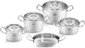 Fissler Originele Profi Collection/RVS kookpannenset, 5-delig, pannen met glazen deksel (3 kookpannen, 1 braadpan 1 serveerpan) - inductie