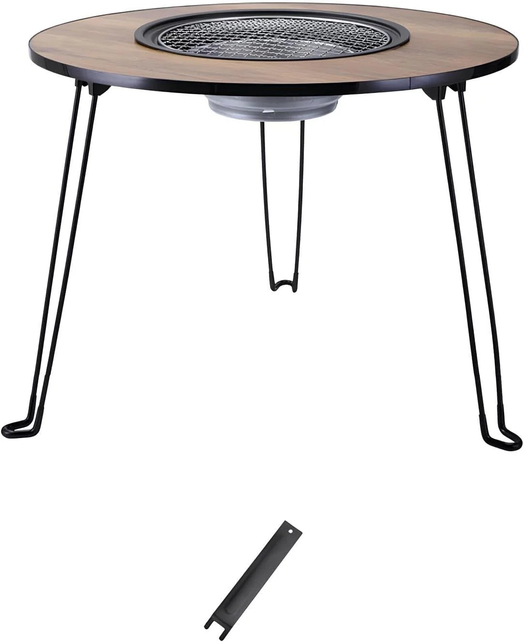 Afneembare houtskoolgrill met grillgreep, tafelgrill met inklapbare en afneembare poten, tafelgrill/zwart(walnoot A)