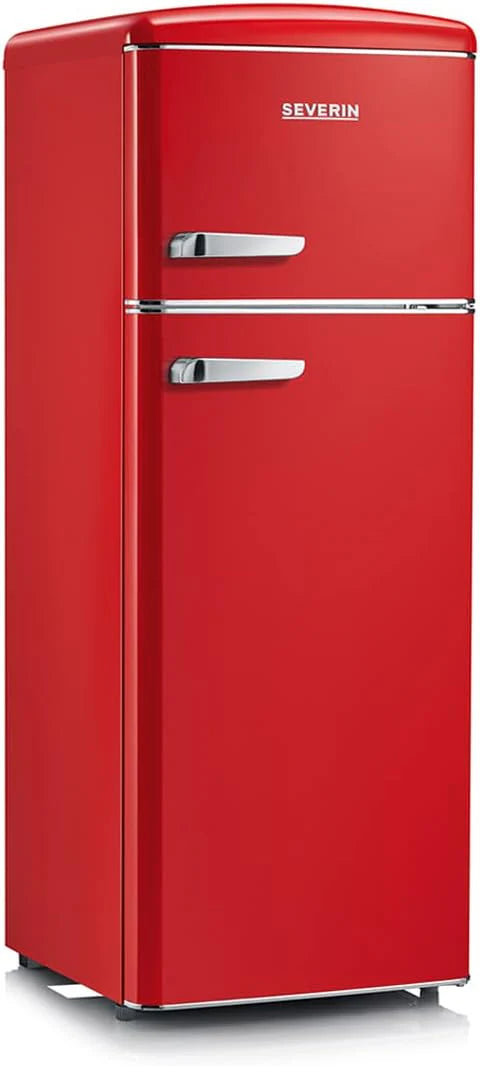 SEVERIN Retro RKG 8933 Koel-/vriescombinatie, ruimtebesparend ruimtewonder, 4 x in hoogte verstelbare legplanken en een grote veganistische box, 206 l netto-inhoud, crème(Retroot)