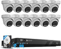 4COVR 16 Kanaals PoE Beveiligingscamera Systeem, AI Menselijk Voertuig Detectie  Externe Toegang, 12 Stks 5MP Bedrade Commerciële Dome IP Camera IP67, 8MP NVR 4TB HDD, Zakelijke Surveillance Outdoor